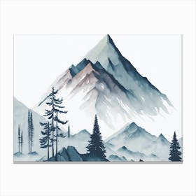 Mountain And Forest In Minimalist Watercolor Horizontal Composition 293 Canvas Print