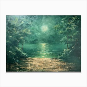 Moonlight Over The Lake Canvas Print