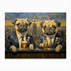 Gentleman Pugs At Nyc Rooftop Bar 5 Canvas Print