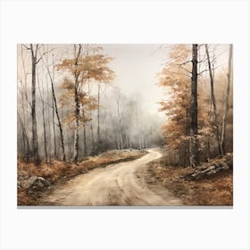 A Painting Of Country Road Through Woods In Autumn 70 Canvas Print
