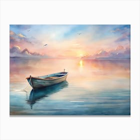 Boat At Sunset Canvas Print