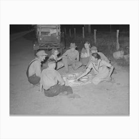 Migrant Family Encamped Along Roadside Eating Meal, Near Henryetta, Oklahoma By Russell Lee Canvas Print