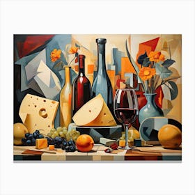 Wine And Cheese Painting Canvas Print