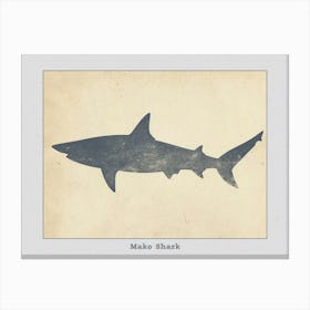 Mako Shark Grey Silhouette 5 Poster Canvas Print