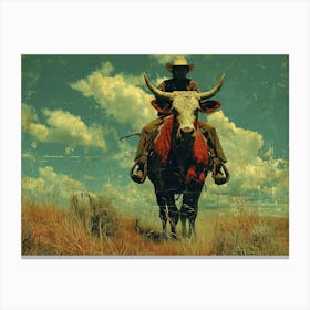 Absurd Bestiary: From Minimalism to Political Satire. Cowboy On A Horse Canvas Print