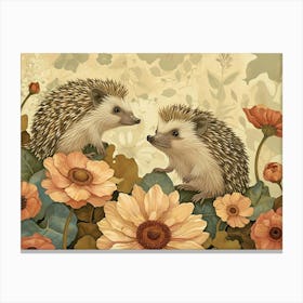 Floral Animal Illustration Hedgehog 3 Canvas Print