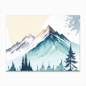 Mountain And Forest In Minimalist Watercolor Horizontal Composition 281 Canvas Print