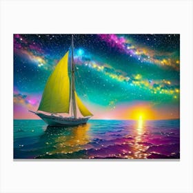 Sail Boat In The Middle Of A Sea Canvas Print