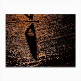 Silhouette Of A Windsurfer Canvas Print