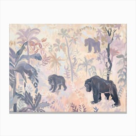 Gorillas Tropical Jungle Illustration 2 Canvas Print