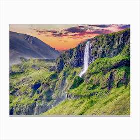 Wanderlust Waterfall In Iceland Canvas Print