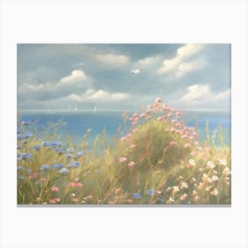 Wild Flowers By The Sea Canvas Print