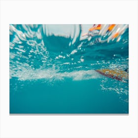 Underwater View Of A Moving Inflatable Ring That Floating In The Water Canvas Print