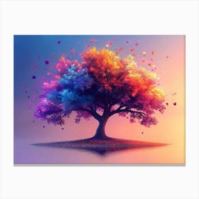 Elegant Colorful Tree with Colorful Leaves 1 Canvas Print