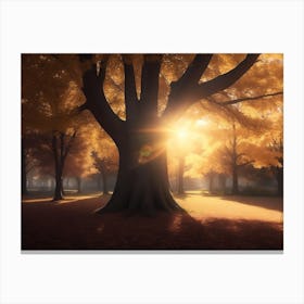 Beech Tree Grove Glowing In The Sunlight Canvas Print