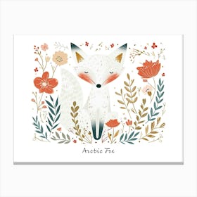 Little Floral Arctic Fox 2 Poster Canvas Print