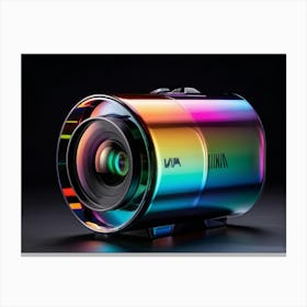 Icon Of A 3d Camera Glass Structure Refracting A Vibrant Spectrum Of Light Transparent With A Glos 1 Canvas Print