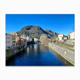 River Ariege In the town of Foix in France Canvas Print