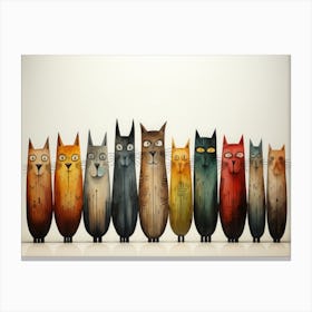 Cats In A Row Canvas Print