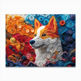 Japanese Akitainu Paper Quilling Dog Portrait II Canvas Print