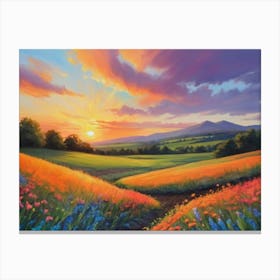 Sunset In The Meadow 21 Canvas Print