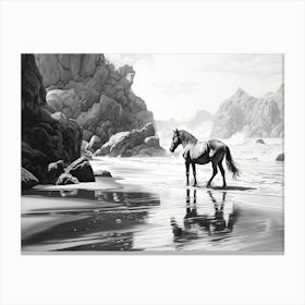 A Horse Oil Painting In Pfeiffer Beach California, Usa, Landscape 2 Canvas Print