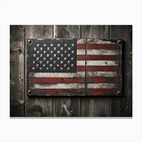 American Flag Rendered In Black And White With Subtle Red Stars Against A Smudged Vintage Backdrop R (5) Canvas Print