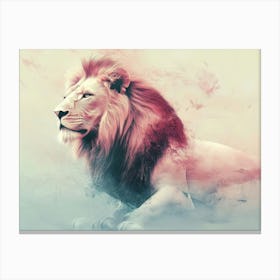 Lion Animal Abstract In Pastel Colors 2 Canvas Print