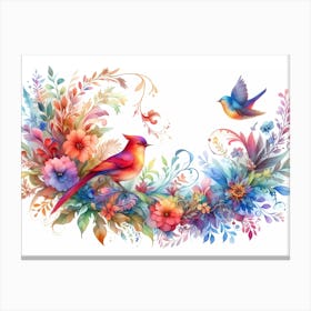 Birds And Flowers 1 Canvas Print