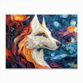 Husky Paper Quilling Dog Portrait 1 Canvas Print