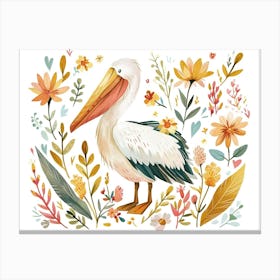 Little Floral Pelican 3 Canvas Print