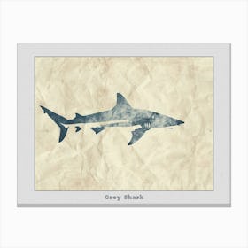 Grey Shark Silhouette 6 Poster Canvas Print