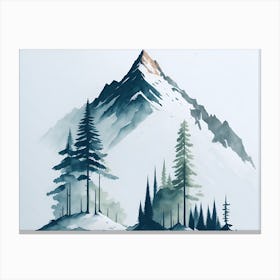 Mountain And Forest In Minimalist Watercolor Horizontal Composition 236 Canvas Print