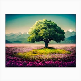 Lone Tree In A Field Canvas Print