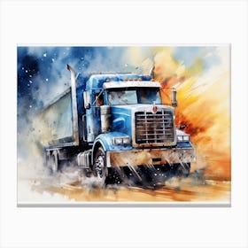 Semi Truck Painting Canvas Print