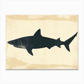 Tiger Shark Grey Silhouette 6 Canvas Print