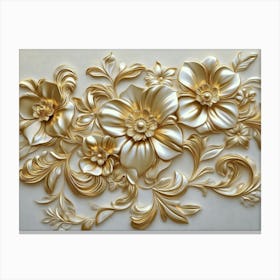 3d Gold Relief Floral 6 Canvas Print