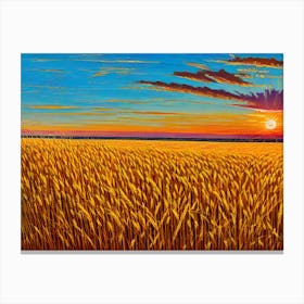 Sunset Over A Wheat Field 4 Canvas Print