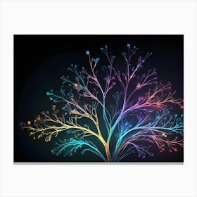 Abstract Tree With Colorful Glowing Branches On A Dark Background Canvas Print