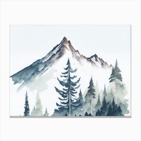Mountain And Forest In Minimalist Watercolor Horizontal Composition 266 Canvas Print