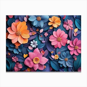 3d With Vibrant Floral Pattern 1 Canvas Print