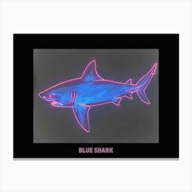 Neon Pastel Pink Blue Shark 3 Poster Canvas Print