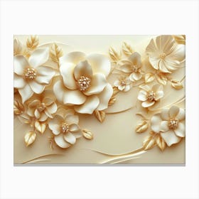 Gold And White Flowers 1 Canvas Print