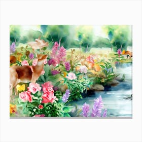 Watercolor Of A Forest Canvas Print