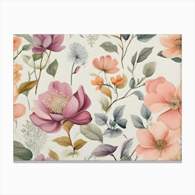 Watercolor Floral Pattern Canvas Print