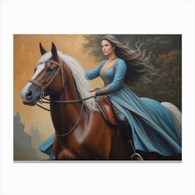 Woman Riding A Horse 4 Canvas Print