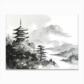 Pagoda In The Mountains Canvas Print