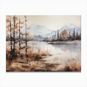 A Painting Of A Lake In Autumn 6 Canvas Print