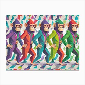 Monkeys In Colorful Suits Canvas Print