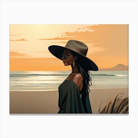 Illustration of an African American woman at the beach 59 Canvas Print